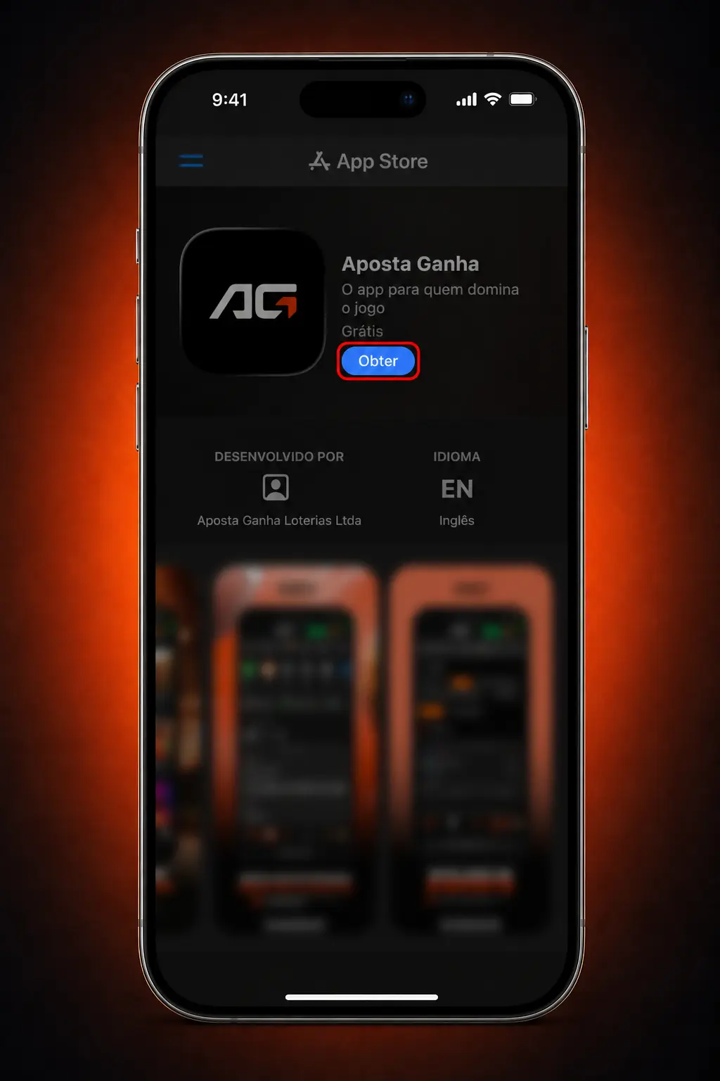 Aplicativo Aposta Ganha em formato PWA instalado na tela de início do iPhone via Safari