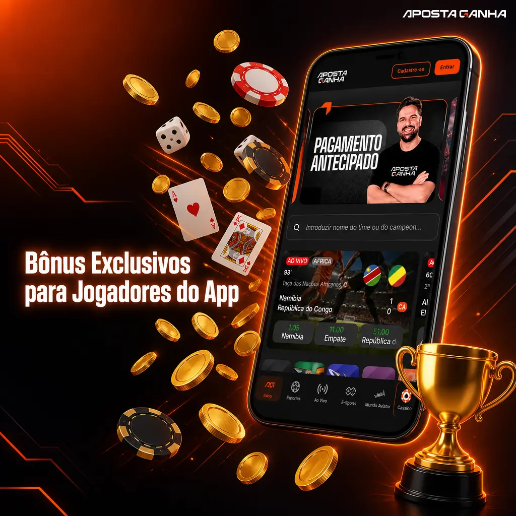 Bônus exclusivos no app Aposta Ganha: depósito esportivo, cassino com giros grátis e cashback semanal de perdas.