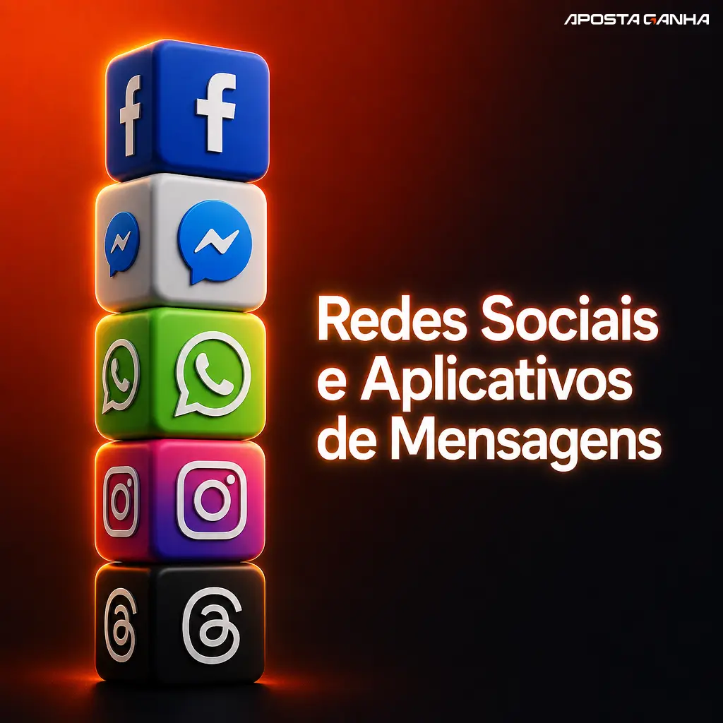 Redes sociais e aplicativos de mensagens da Aposta Ganha: WhatsApp, Telegram, Facebook, Instagram e Twitter para suporte e contato.