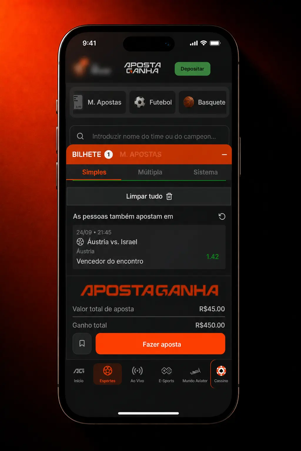 Apostas em Fórmula 1 no aplicativo Aposta Ganha, com odds, notificações push e login por biometria