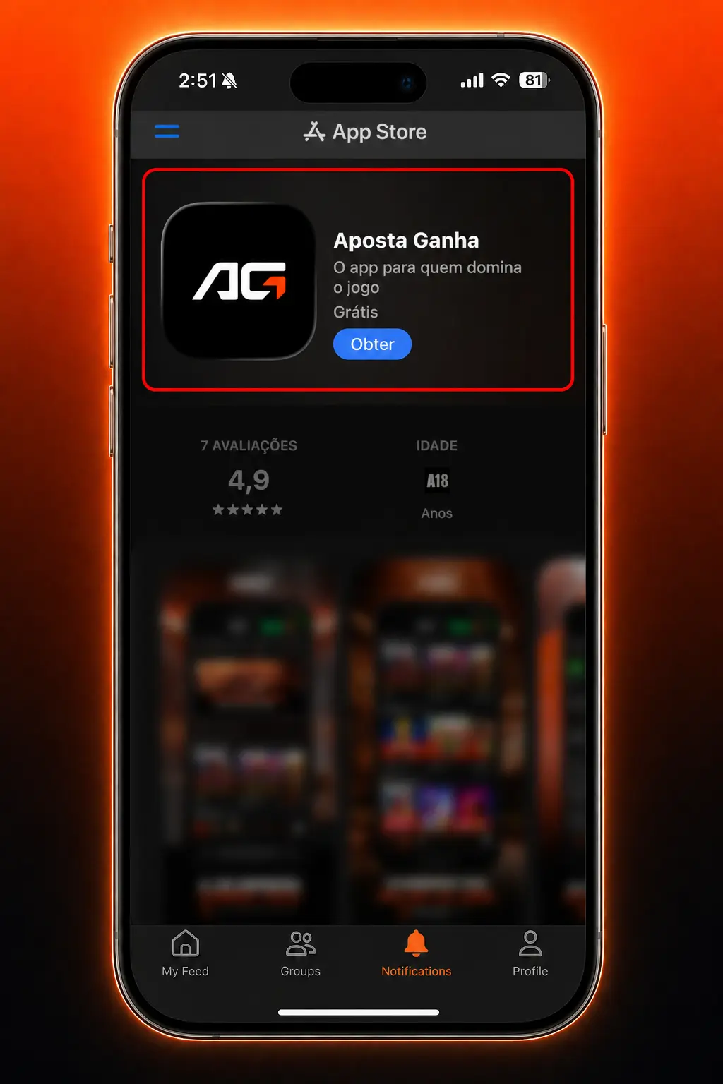 Passo a passo para baixar o aplicativo Aposta Ganha no iPhone ou iPad via Safari, sem usar a App Store.